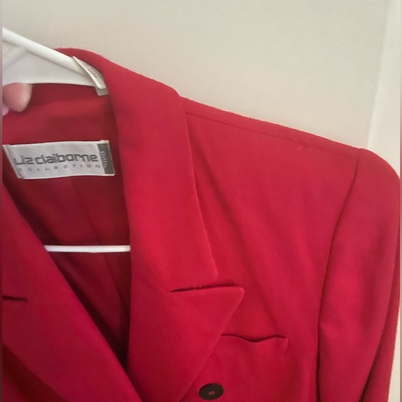 VINTAGE TiMlEsS BeAuTiFuL Liz Claiborne h0t rEd D0uBle-BrEaStEd bLaZeR - Picture 12 of 16